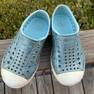 Light blue glittery Native sneakers, size 8